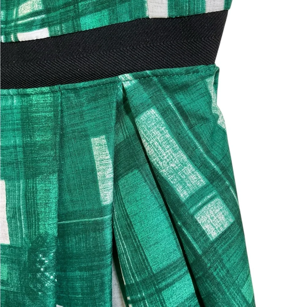 Kristin Davis Plaid Green And White‎ Pin Up Style Dress. Size 6